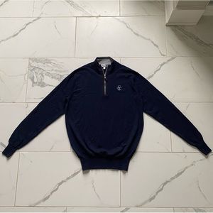 Peter Millar 1/4 Quarter Zip Sweater Merino Silk Blend Carolina Golf Club